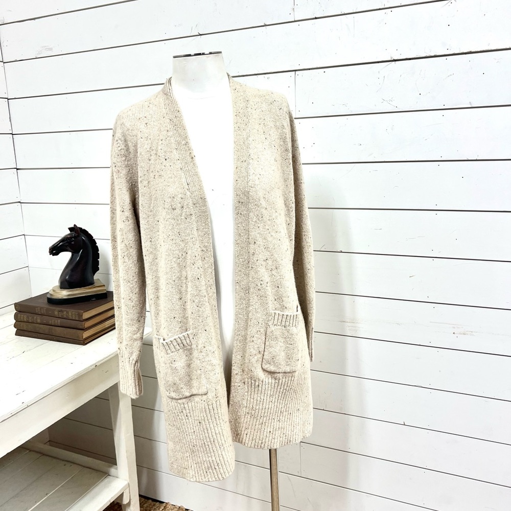 L. L. Bean cardigan open front small tan